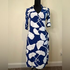 Diane Von Furstenberg Floral Wrap Dress Pure Silk Jersey size 6